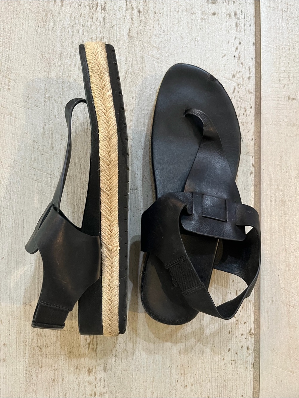 Vince Black Leather Slingback Espadrille Sandals size 8